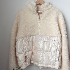 Fabletics Cream Sherpa Jacket, XL